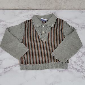 Doe Spun Vintage Grandpacore Striped Sweater Vest Polo Long Sleeve Boys 4T